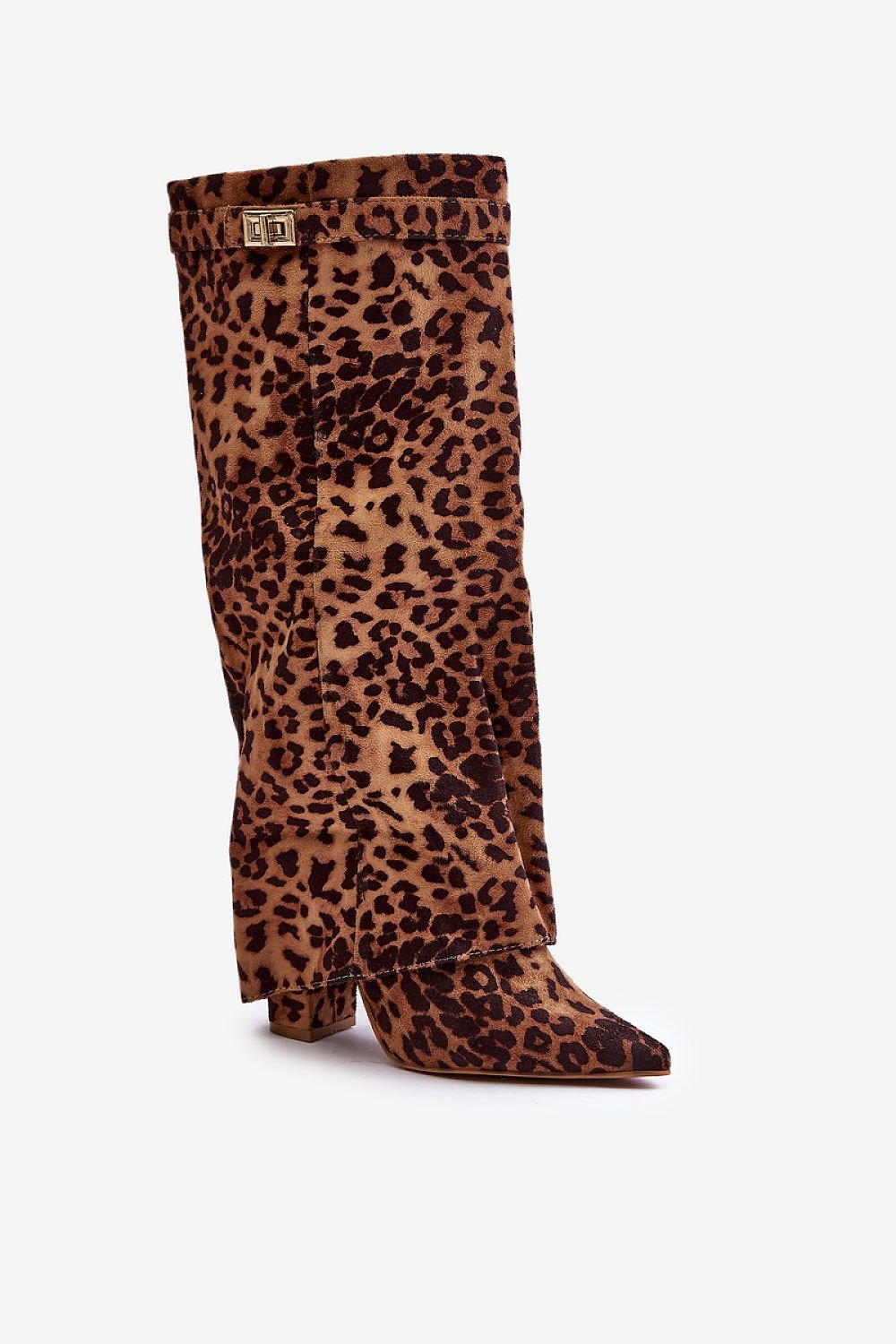 Eco-Suede Heel Boots with Zipper Closure